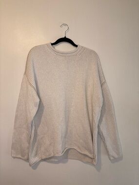 Lauren Manoogian Chunky Knit Sweater Cream Size 2 Medium Oversized Pima Cotton